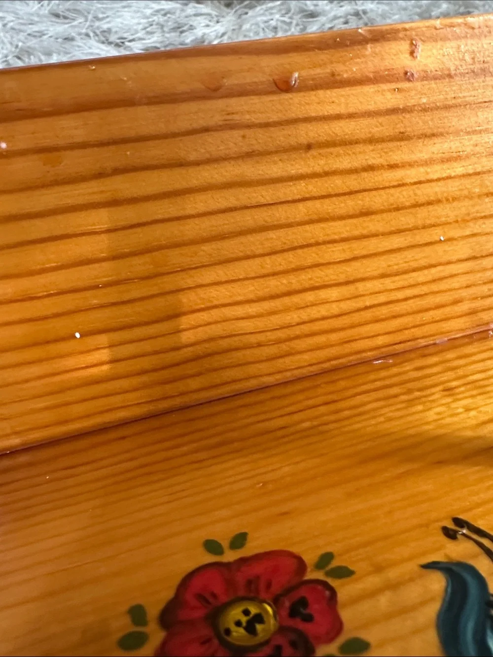 Vintage Handcrafted Wooden Folk Art Painted Shelf With Pegs Cottagecore Country